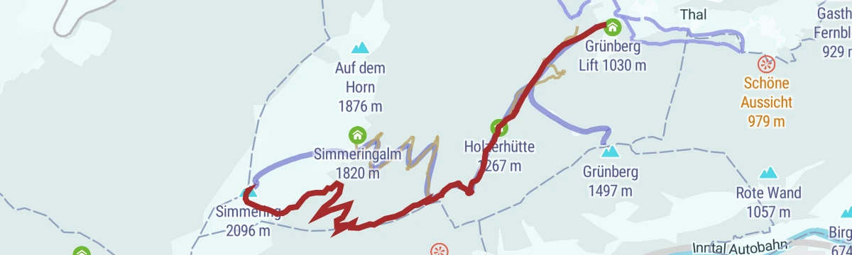 Route map: Skitour Simmering 2.096 m